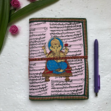 Handmade Paper Diary Set Of 4 - Ganeshji (assorted Color)