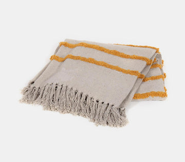 Recycled Cotton Throw- Yellow Strips