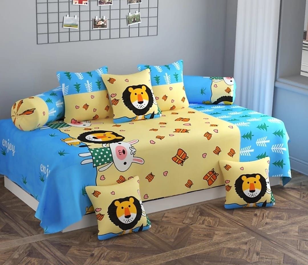 Lion - Glace Cotton Single Bedsheet 8 Of Set