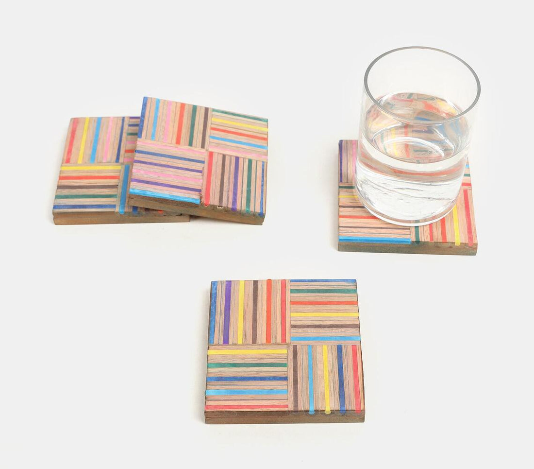 Handmade Sliced Colour Pencil Coaster Set