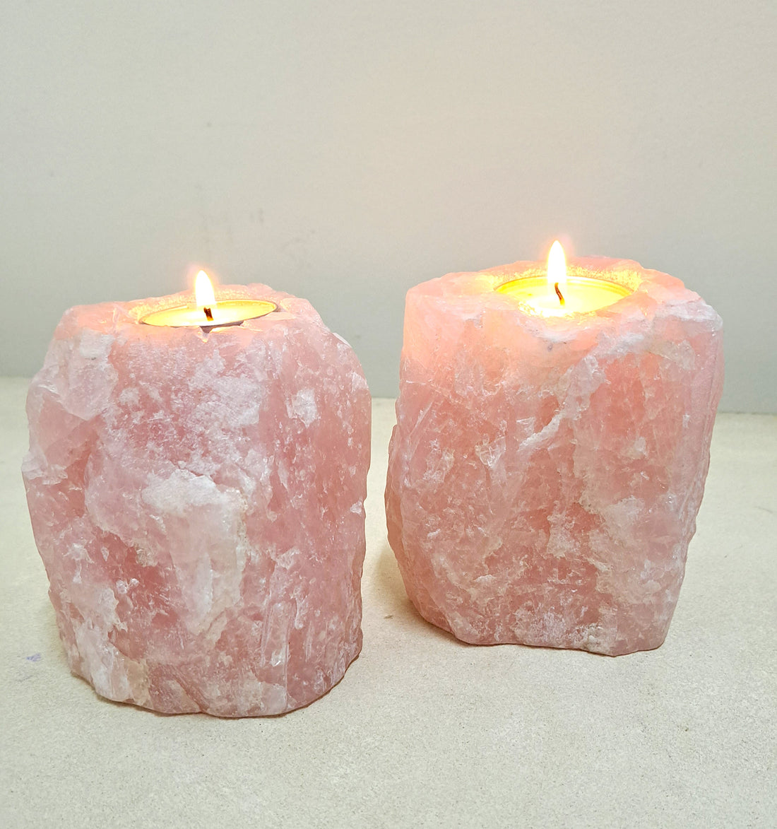 Rose Quartz Pillar Tea Light Holder