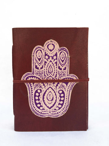 Hamsa Embossed Leather Journal