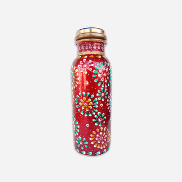 Copper Hand Painted Bottle 500 Ml Red