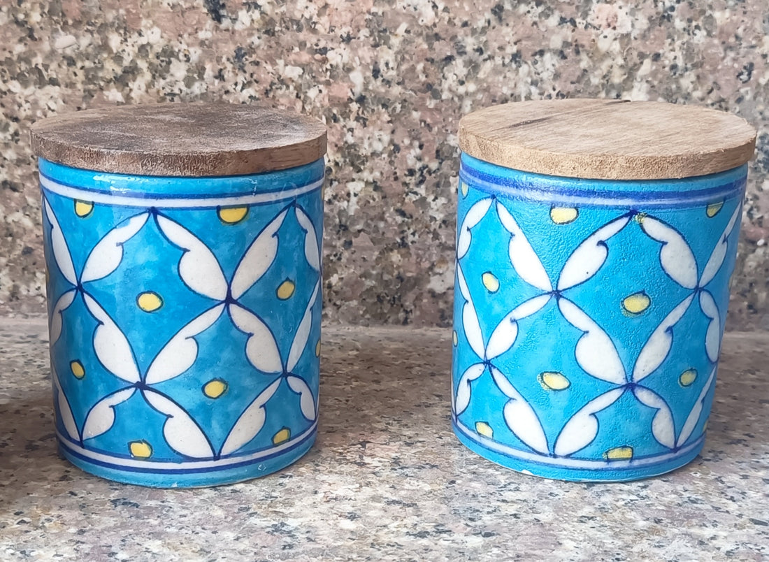 Blue Pottery Storage Jars (set Of 4)