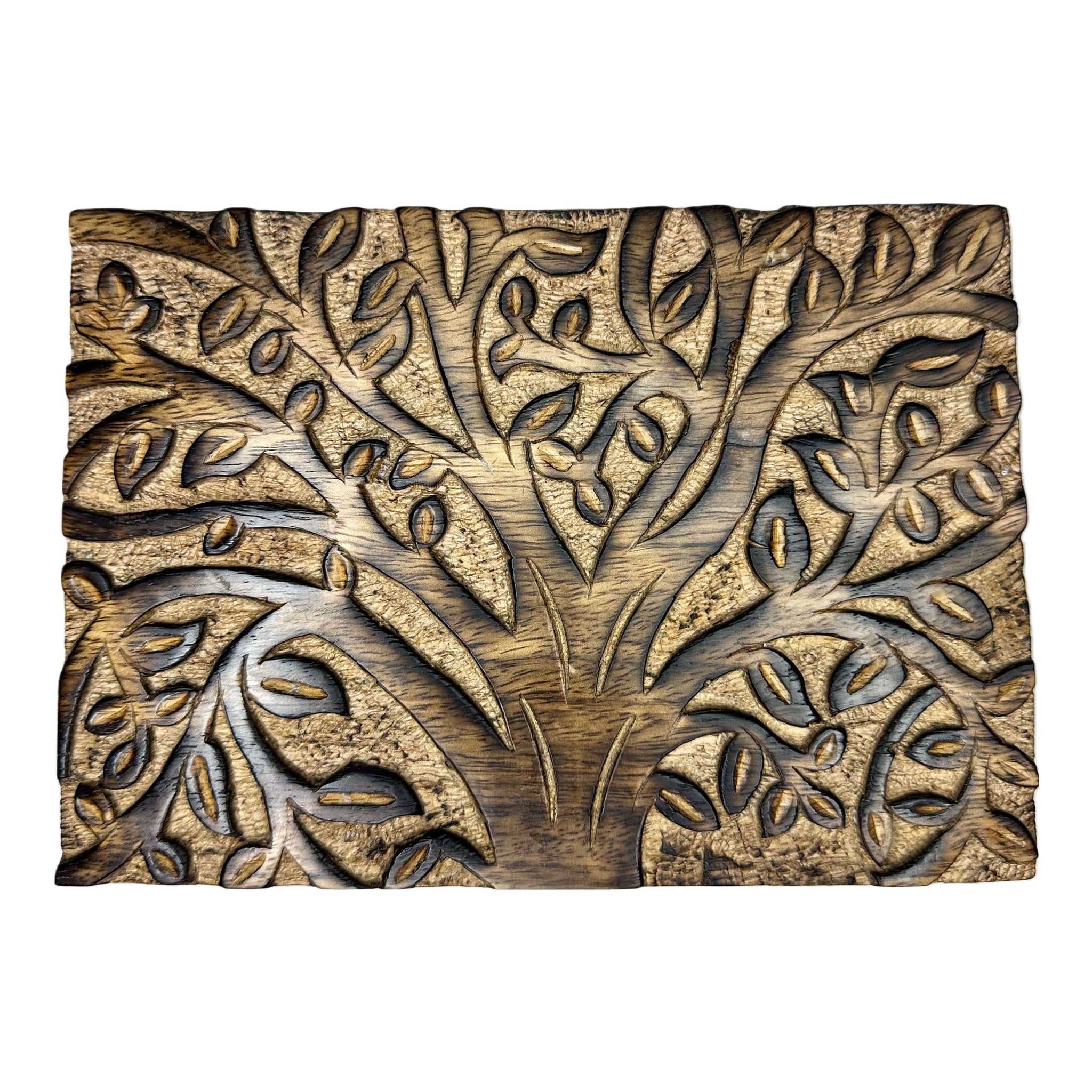 Hand Carved Mango Wood Box- Tree Of Life Design