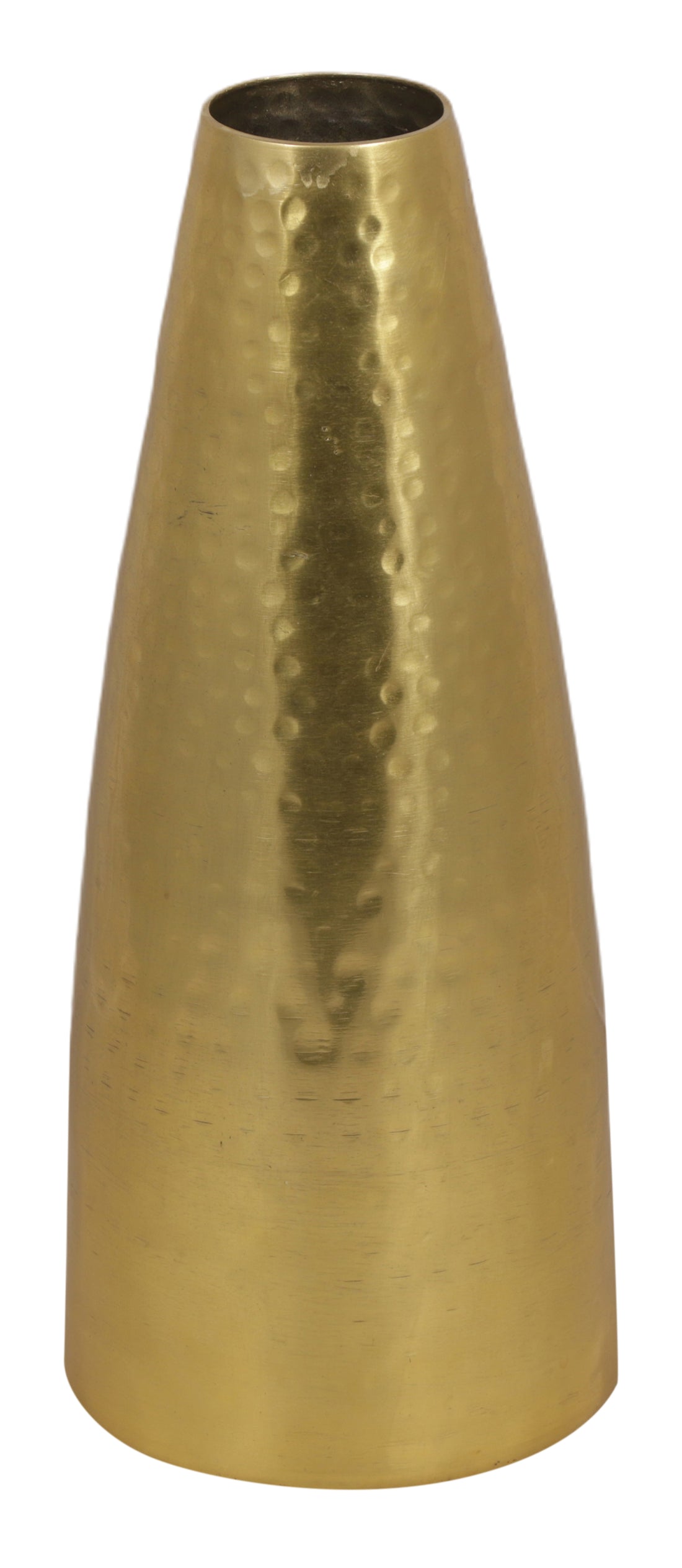 Golden Colored Vase In Hammered Finish