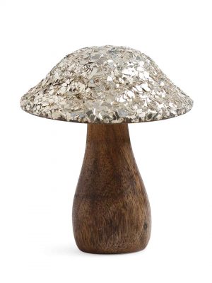 Sparkling Mosaic Design Mushroom Decor Set Of 2