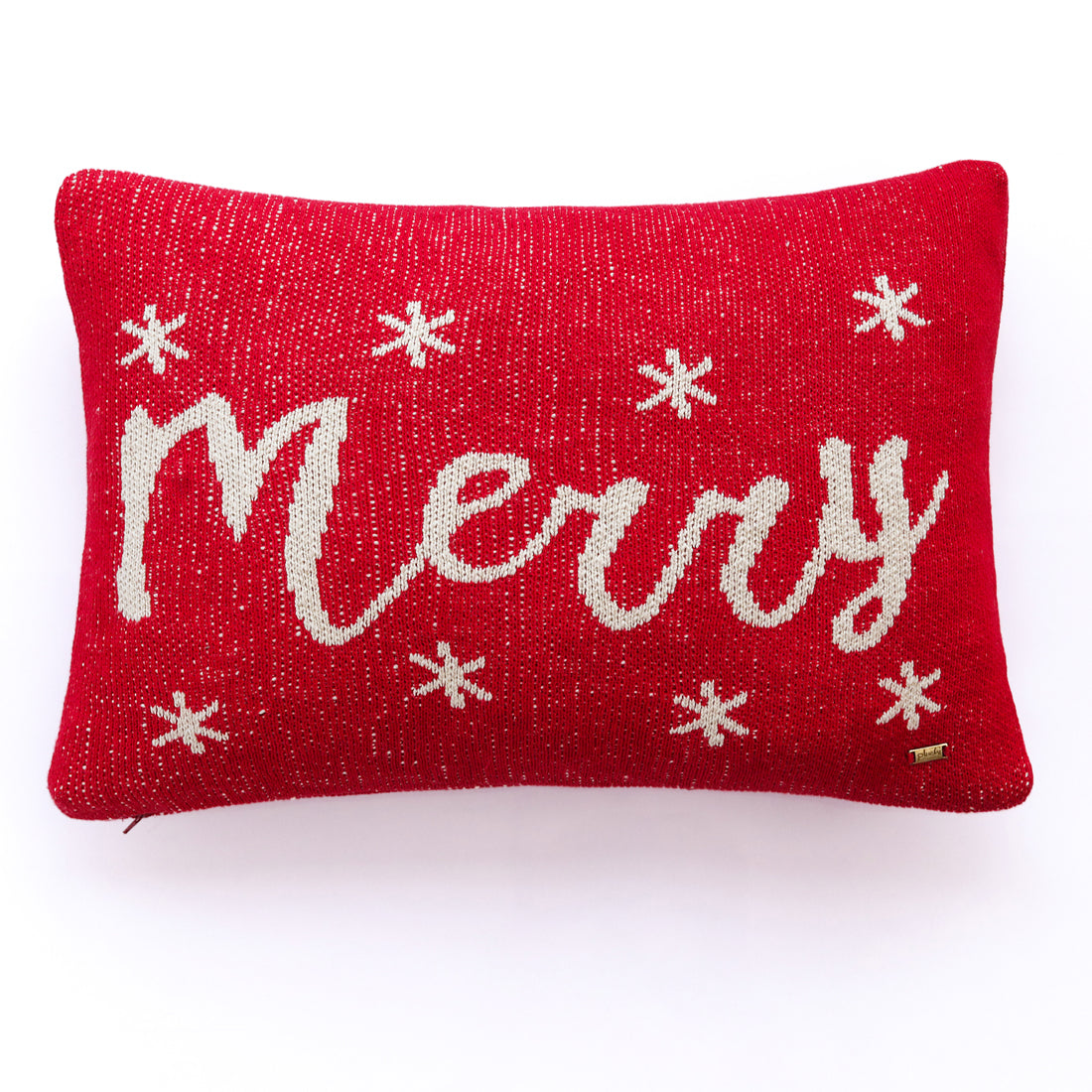 Merry Red Cotton Knitted Cushion Cover