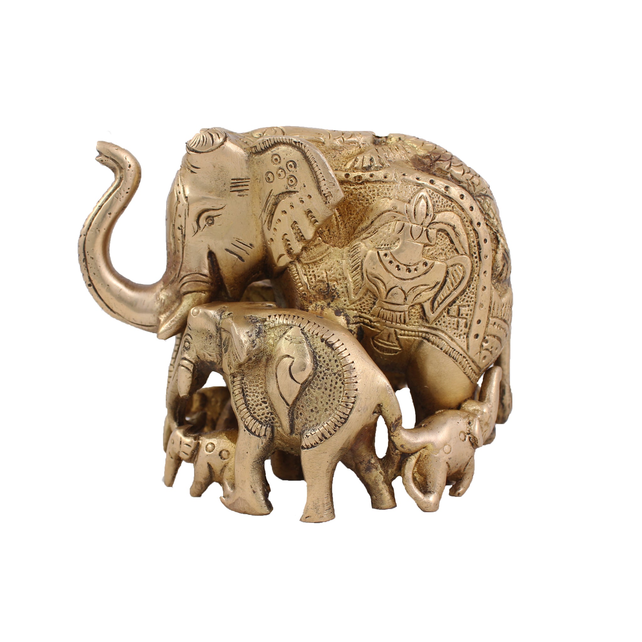 Elephant Brass Sculpture - 4 Inch (Gold)