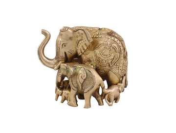 Elephant Brass Sculpture - 4 Inch (Gold)