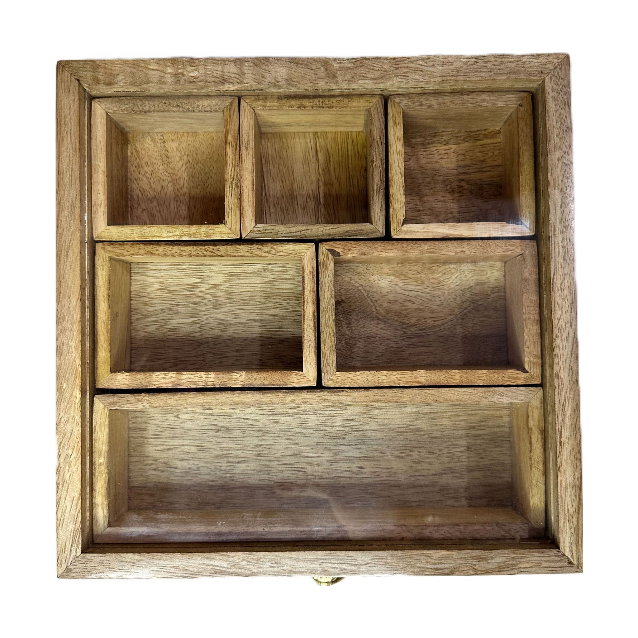 Spice Storage Box With 6 Compartments And Glass Lid