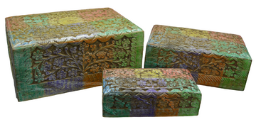 Mango Wood Hand Carved Box (Set Of 3)