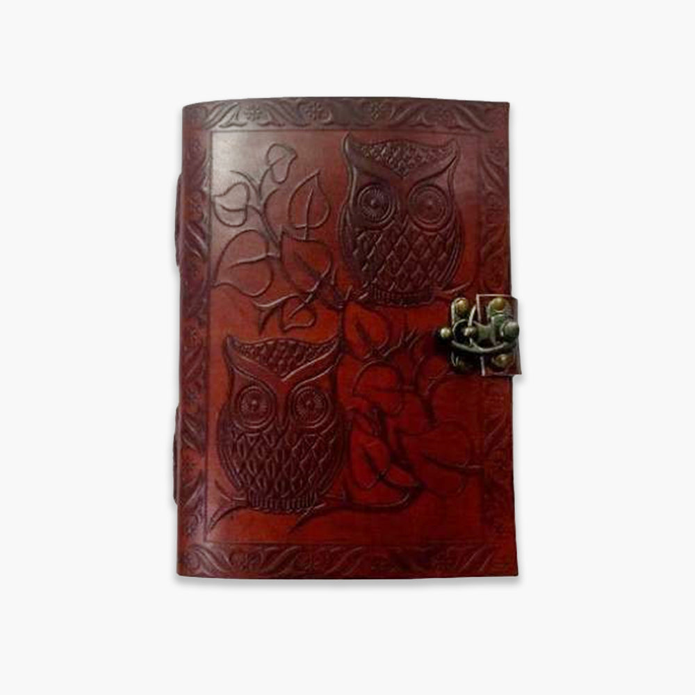 Handmade Owl Embossed Leather Journal