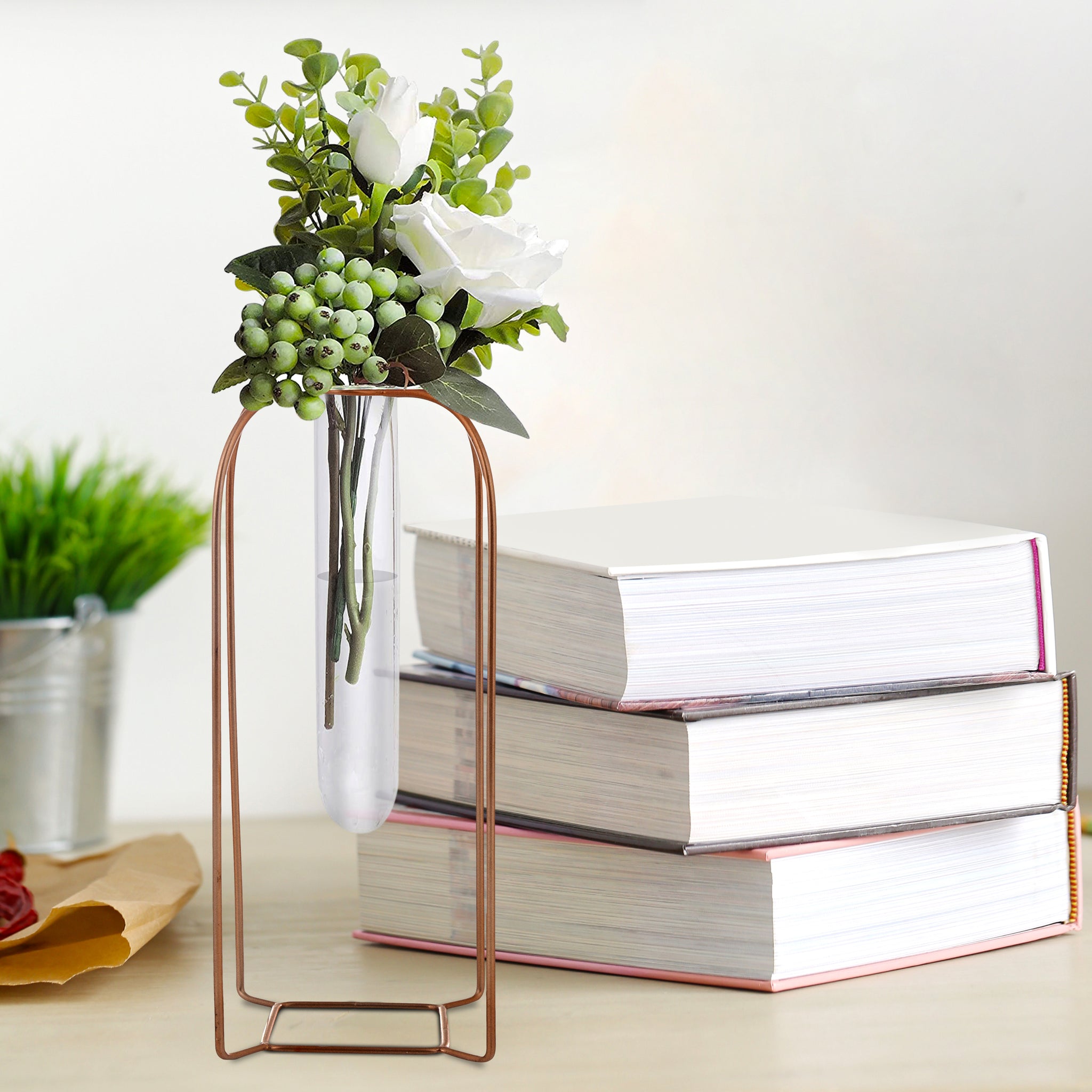 Rose Gold Color Vase With Test Tube