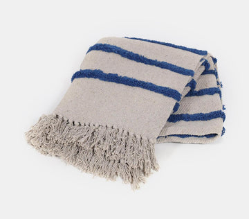 Recycled Cotton Throw- Blue Strips