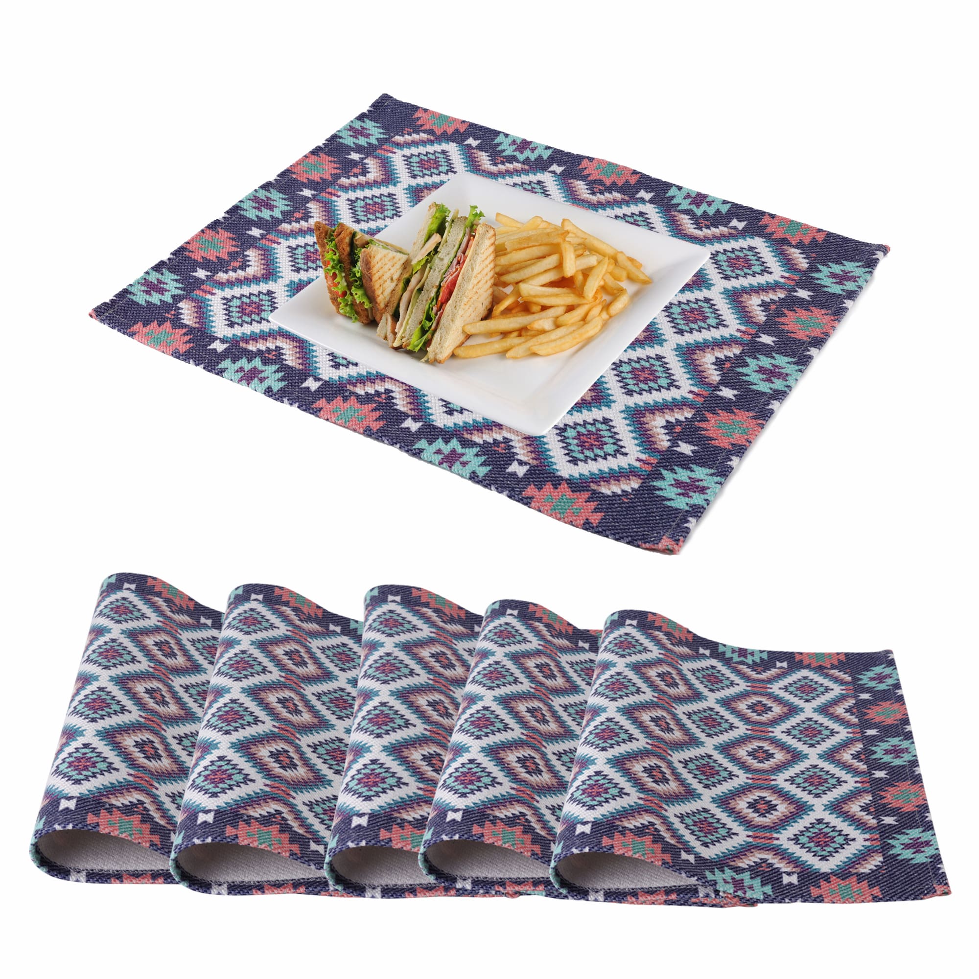 Cotton Digital Printed Dinner Table Mats (blue)