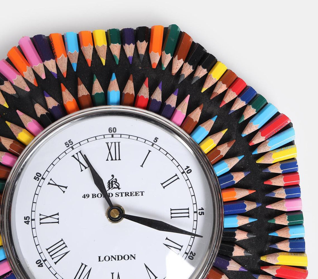 Handmade Colour Pencil Octagonal Clock