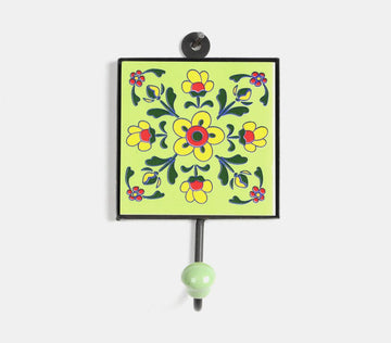 Ceramic Floral Design Coat Hook (large)