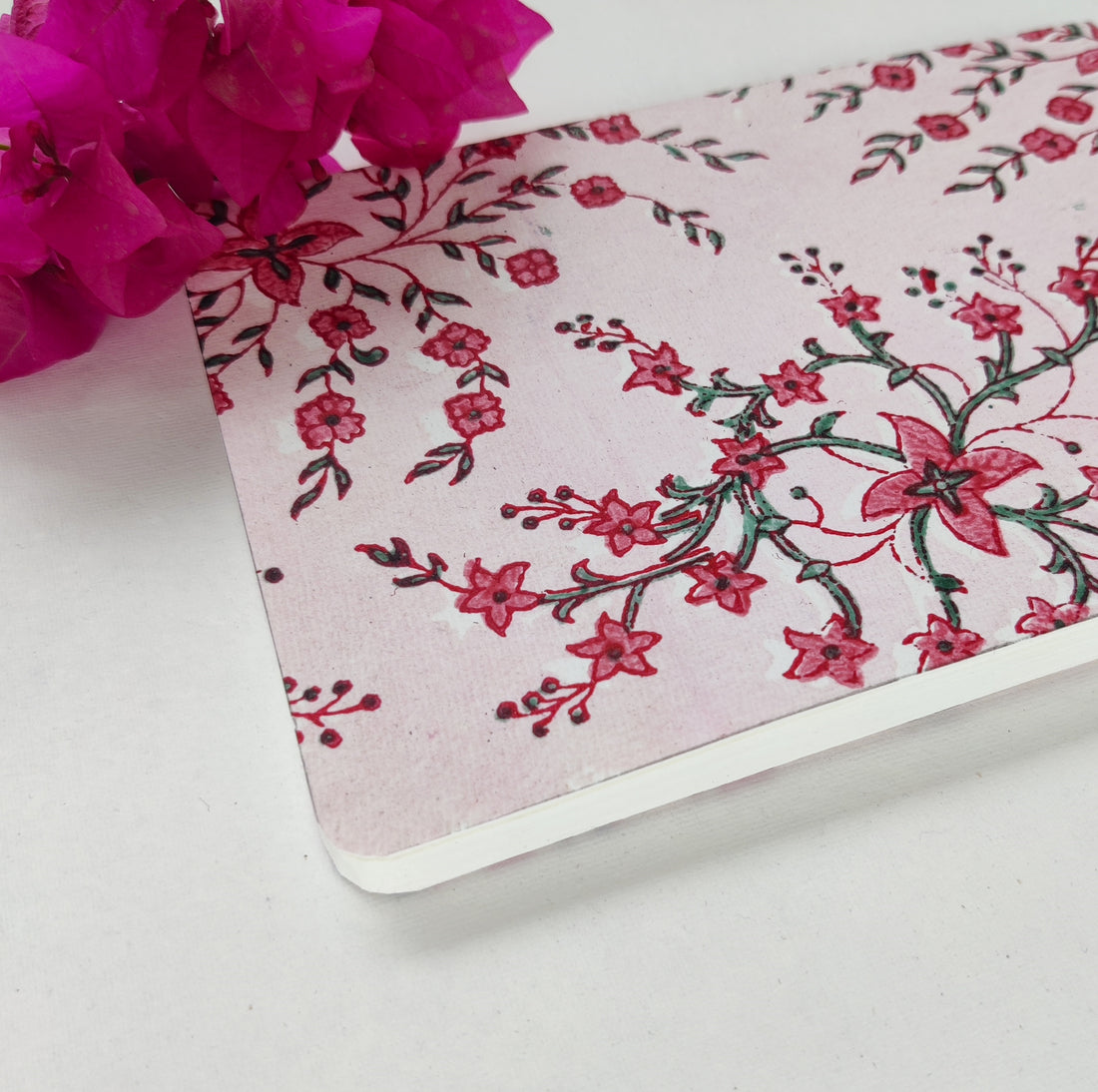 Handblock Printed Notebook Pink Jaal