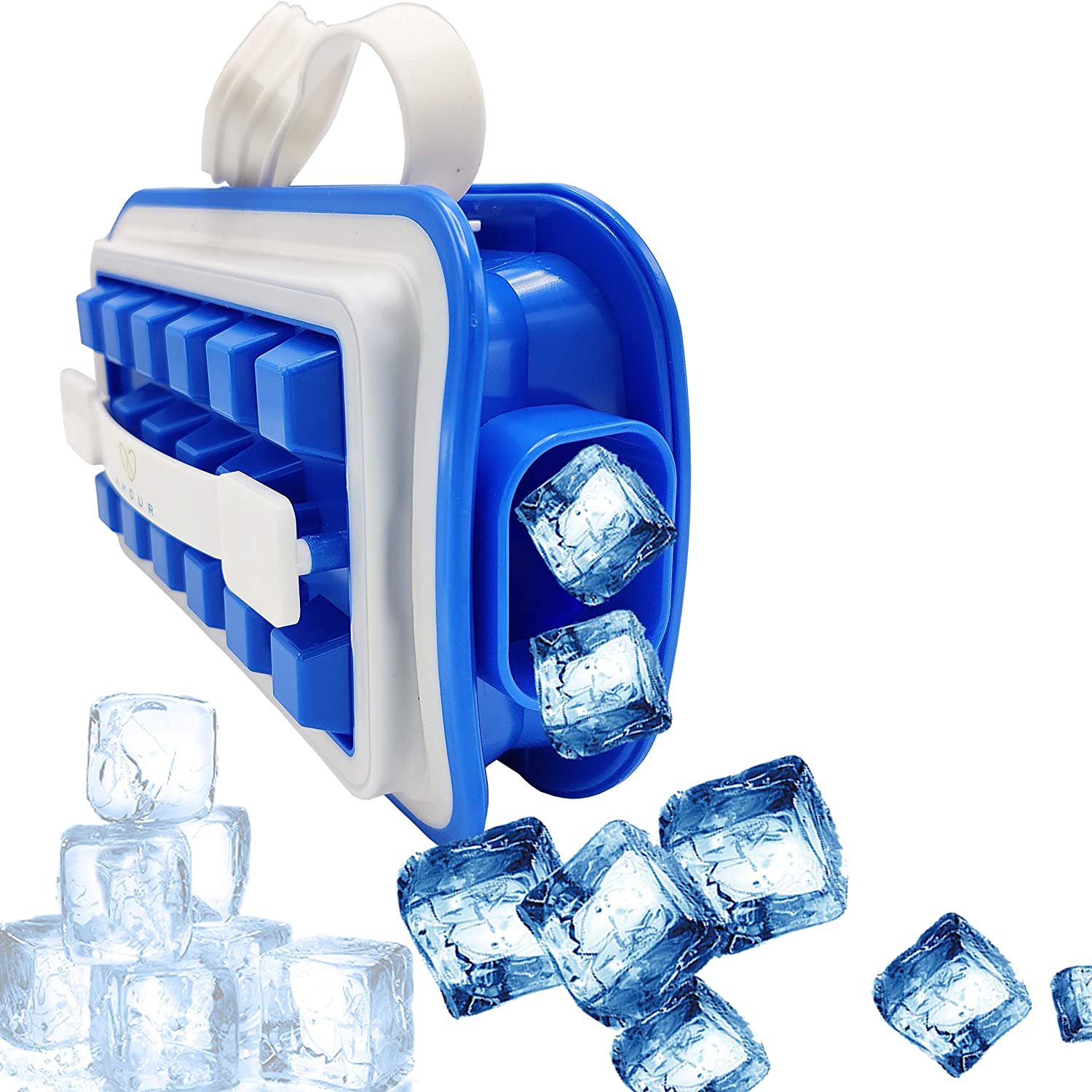 Pop Ice Maker - Innovative Cube Tray Mold - Ice Maker Storage Container Dispenser - Ultra-portable