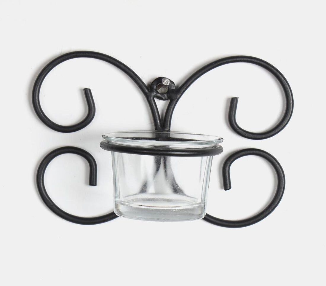 Wrought Iron Tea Light Holder- Butterfly (Set Of 2)