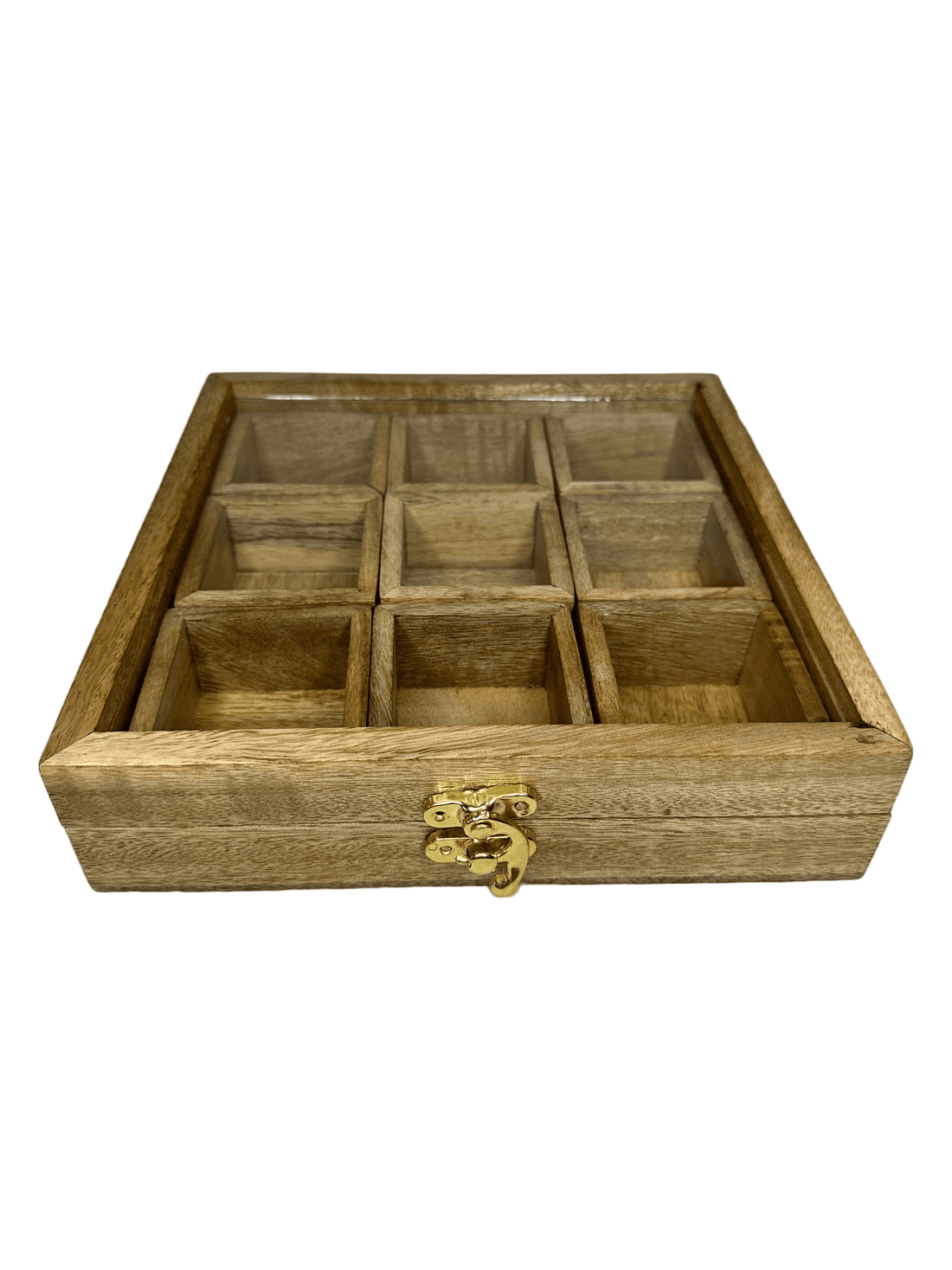 Spice Storage Box With 9 Compartments And Glass Lid