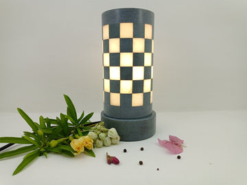 Lamis Marble Natural White And Grey Soapstone Led Lamp