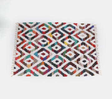 Recycled Cotton And Polyester Rug- Diamond Design