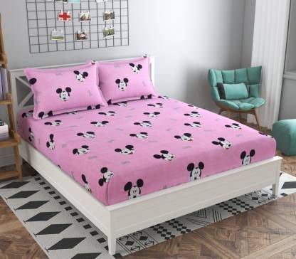 Mickey - Glace Cotton Double Bedsheet With 2 Pillow Covers