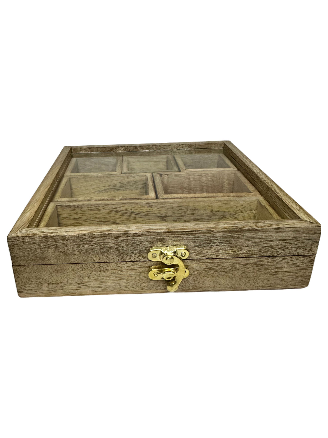 Spice Storage Box With 6 Compartments And Glass Lid