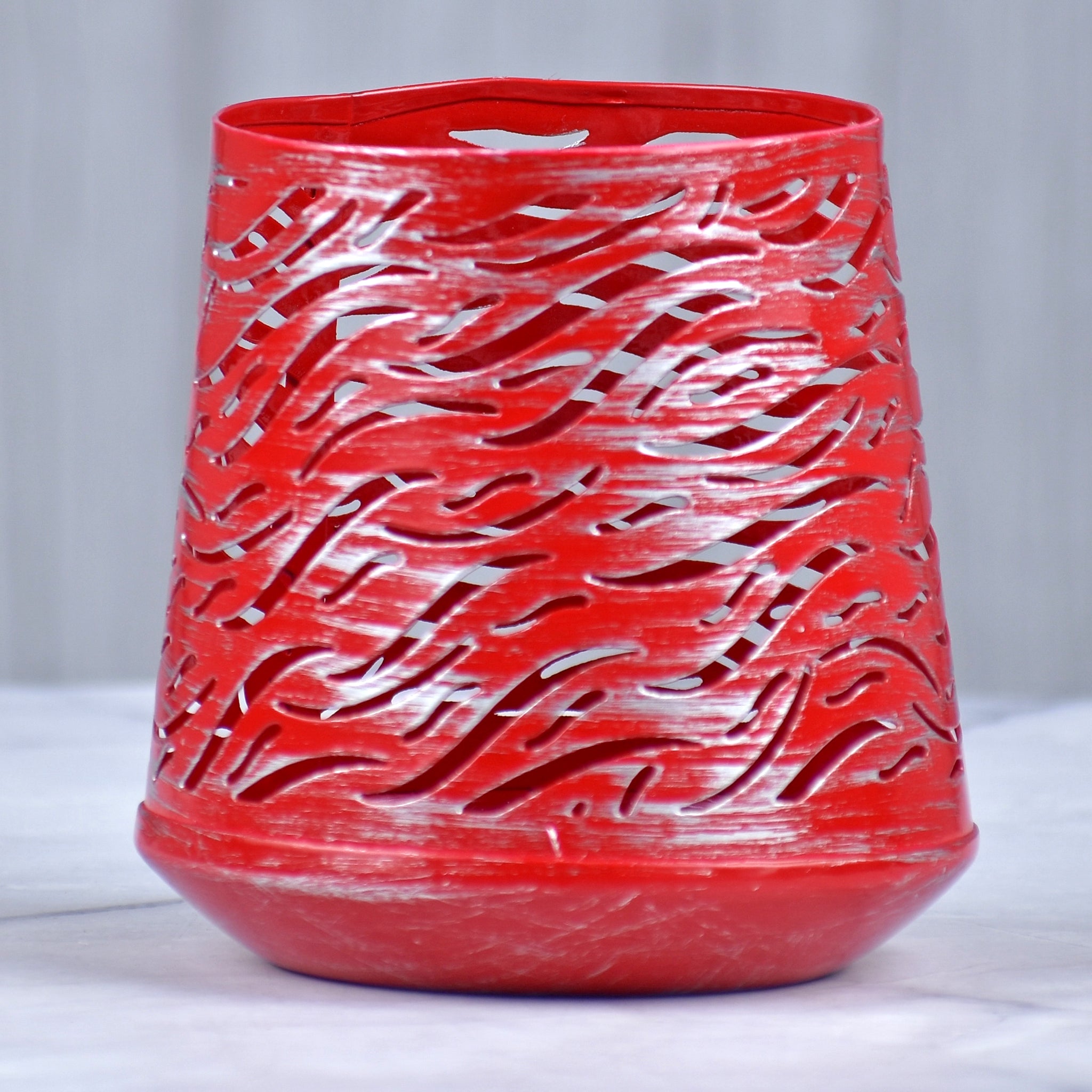 Red & Silver Distress Votive T-Light Holder