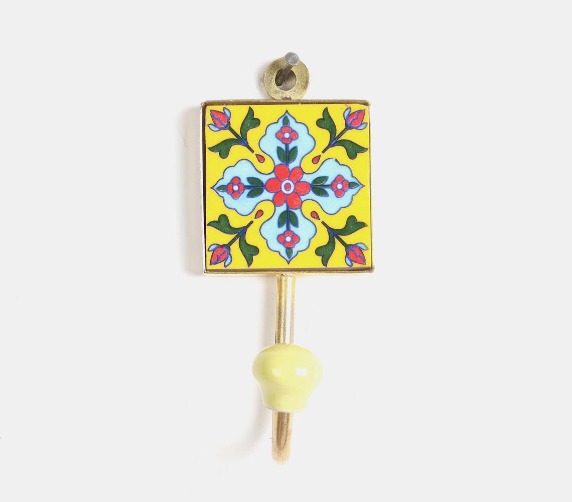 Ceramic Hook - Floral (Yellow)