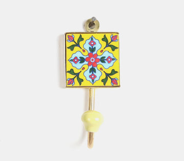 Ceramic Hook - Floral (Yellow)