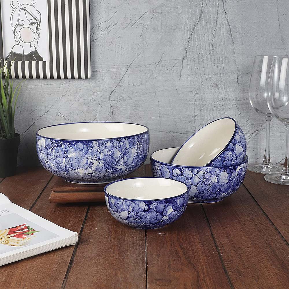 Ceramic Mixing Bowls - Blue (set Of 4)