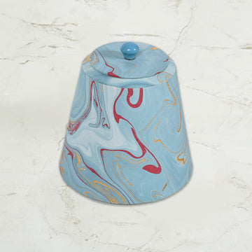 Handmade Paper Jar With Ceramic Knob Blue