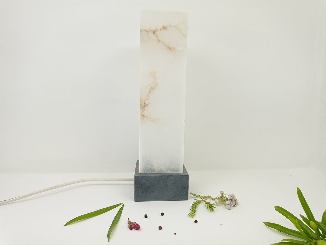 Aaus Marble Natural White And Grey Soapstone Led Lamp