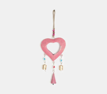 Colored Heart Hanging With Multicolor Beads