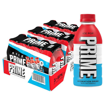 PRIME Hydration ICE POP | Sports Drinks | Electrolyte Enhanced for Ultimate Hydration | 250mg BCAAs | B Vitamins | Antioxidants | 2g Of Sugar | 12 Fl Oz (Pack of 24)