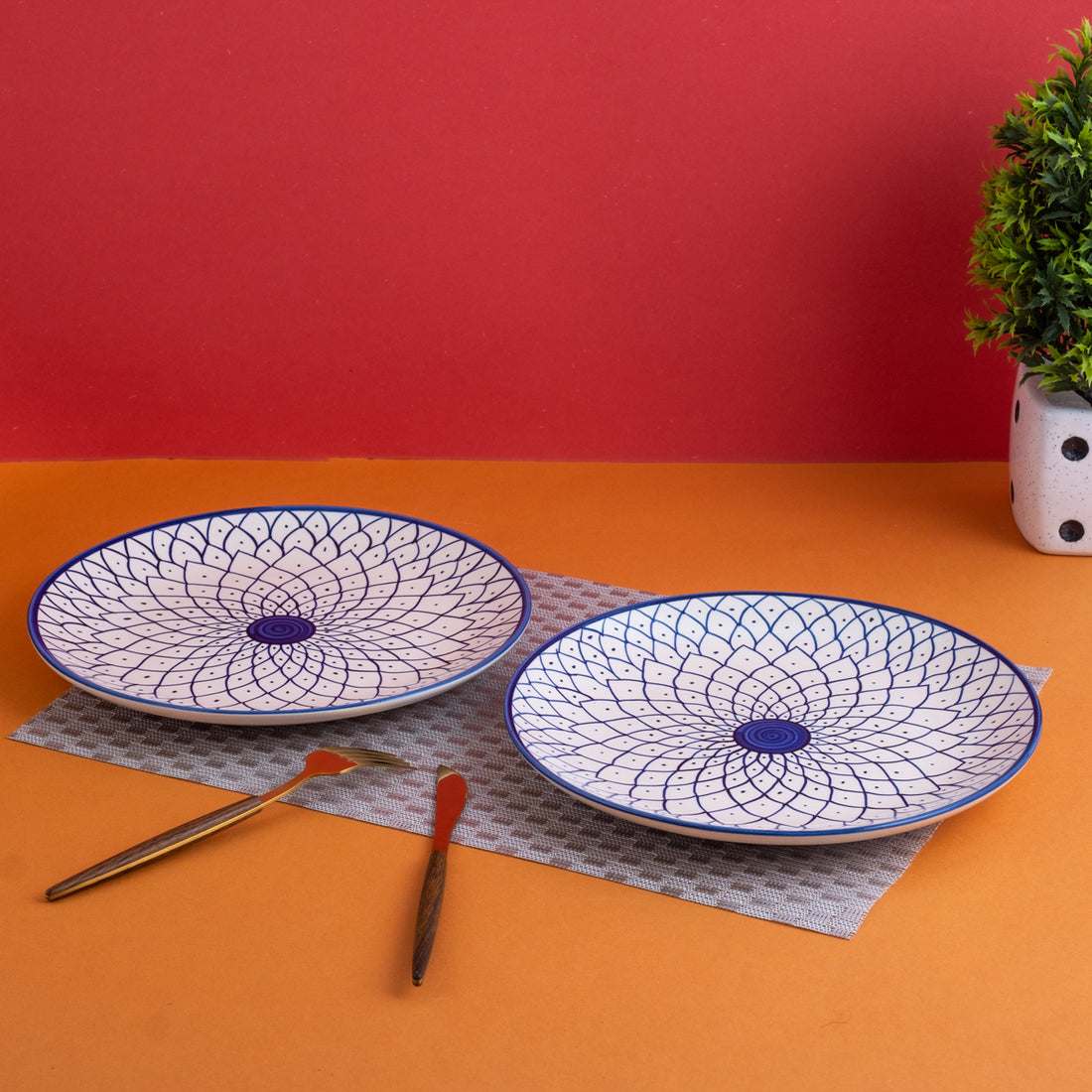 White And Blue Dinner Plate