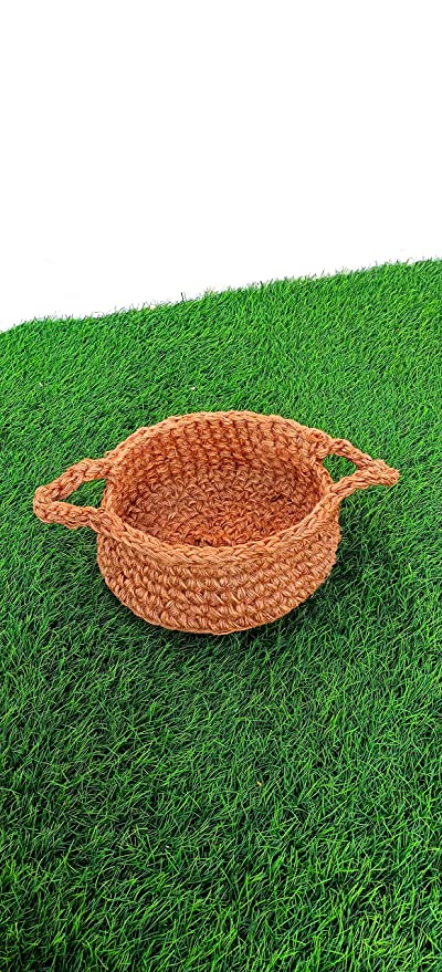 Needle Art Crochet Double Handle Basket Large(dia&hgt 24cm)