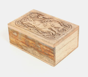 Mango Wood Hand Carved Box With Hare Design