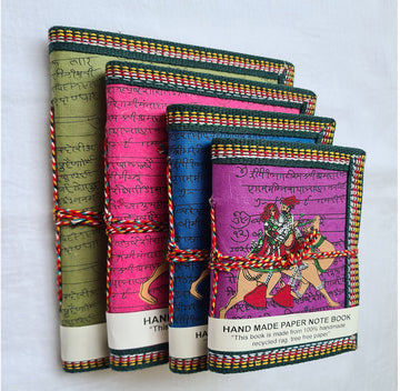 Handmade Paper Diary Set Of 4- Couple Multicolor (assorted Color)