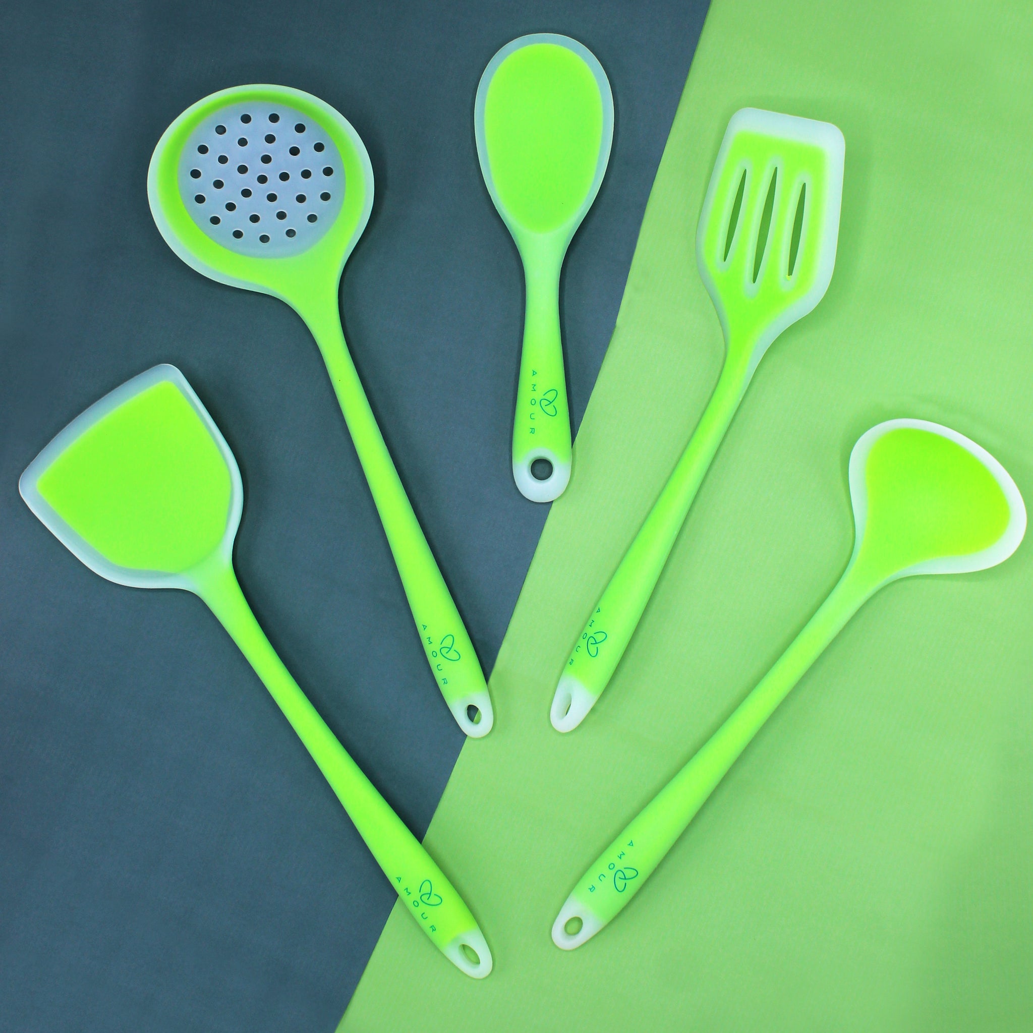 Translucent Silicone Cooking Baking Serving Utensils Spatula Set 5 Piece