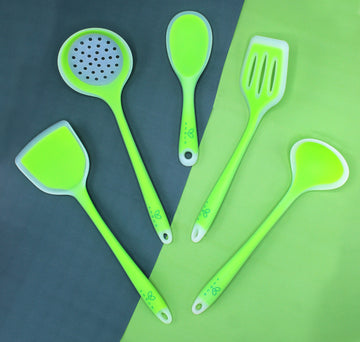 Translucent Silicone Cooking Baking Serving Utensils Spatula Set 5 Piece