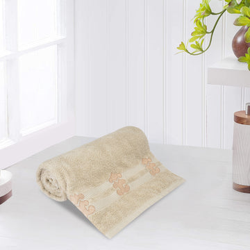 500 GSM Embroidered Bath Towel (Beige)