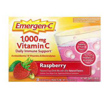 Emergen-C, Vitamin C, Raspberry, 1,000 mg, 30 Packets, 0.32 oz (9.1 g) Each