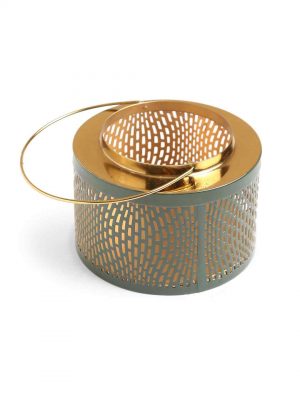 Lantern In Green And Gold Finish - S