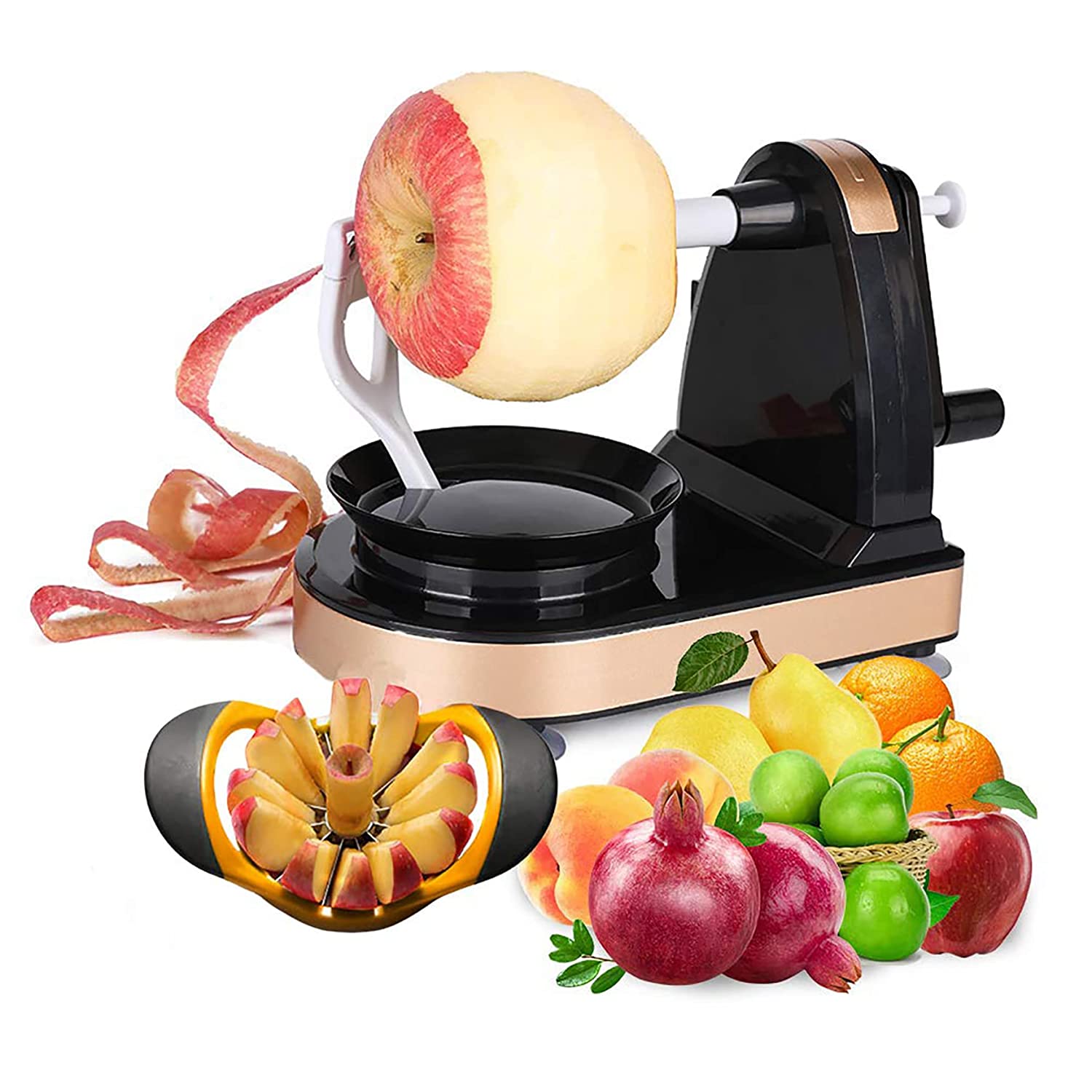 Apple Peeler Slicer Corer Vegetable And Fruit Peelers Slicer Black And Gold