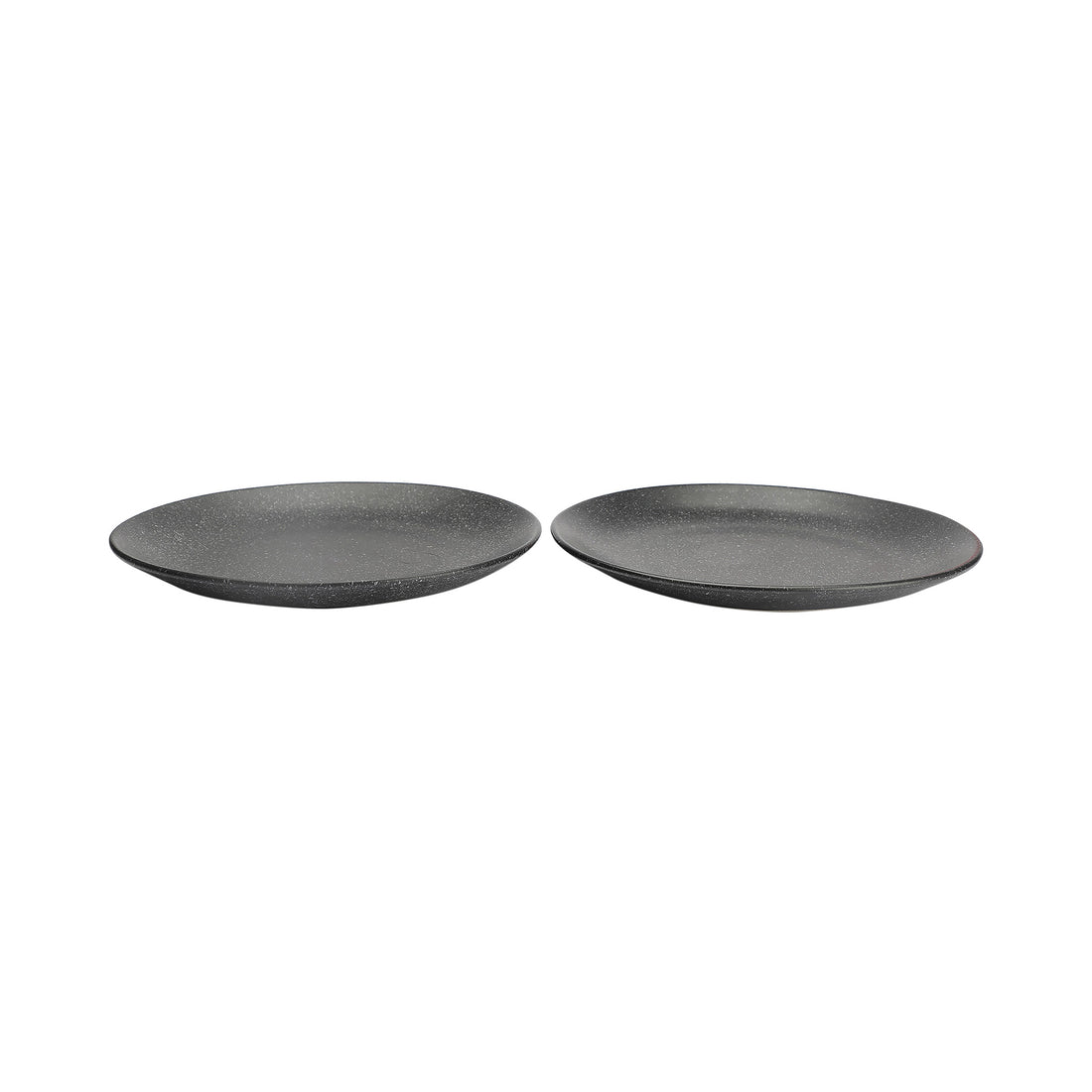 Handpainted Ceramic Glossy Black Plates - Set Of 2