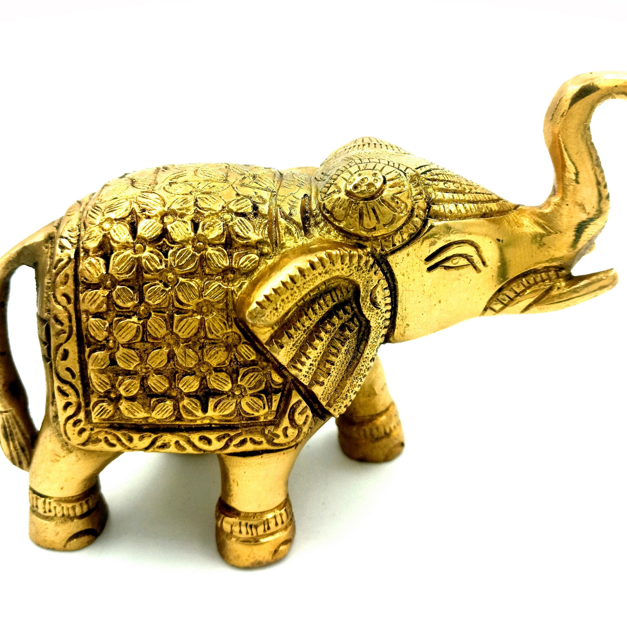 Elephant Trunk Up Statue - 5 Inch (Gold)